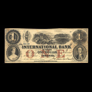 Canada, International Bank of Canada, 1 dollar : September 15, 1858