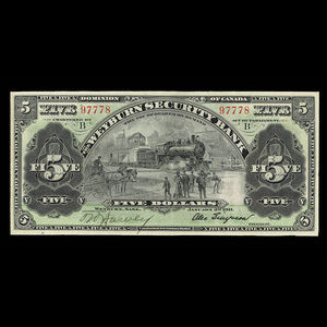 Canada, Weyburn Security Bank, 5 dollars : January 3, 1911