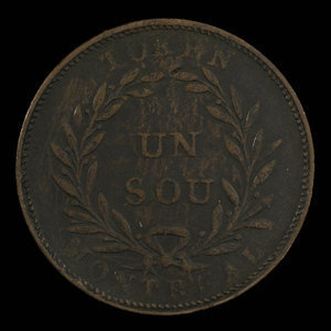 Canada, unknown, 1 sou : 1838