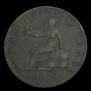 Canada, unknown, 1/2 penny : 1825