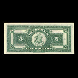 Canada, Molsons Bank, 5 dollars : July 3, 1922