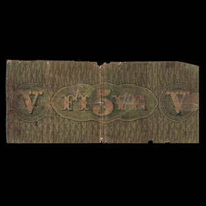 Canada, Bank of Upper Canada (York), 5 dollars : July 5, 1859