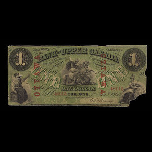 Canada, Bank of Upper Canada (York), 1 dollar : January 1, 1861