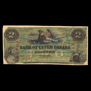 Canada, Bank of Upper Canada (York), 2 dollars : January 1, 1861