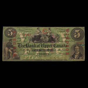 Canada, Bank of Upper Canada (York), 5 dollars : January 1, 1861