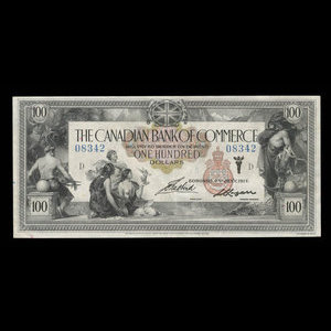 Canada, Canadian Bank of Commerce, 100 dollars : January 2, 1917