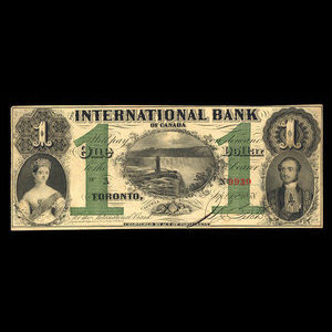 Canada, International Bank of Canada, 1 dollar : September 15, 1858