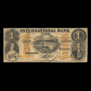 Canada, International Bank of Canada, 1 dollar : September 15, 1858