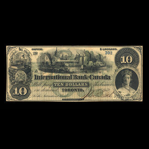 Canada, International Bank of Canada, 10 dollars : June 1, 1859