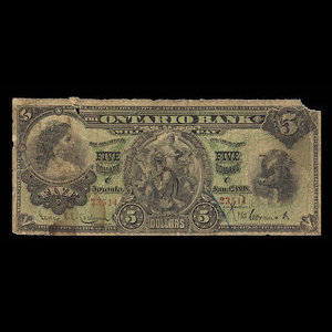 Canada, Ontario Bank, 5 dollars : January 1, 1898