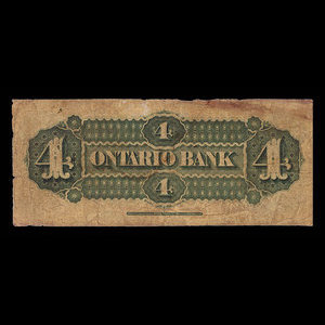 Canada, Ontario Bank, 4 dollars : August 1, 1870