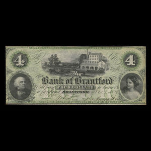 Canada, Bank of Brantford, 4 dollars : November 1, 1859