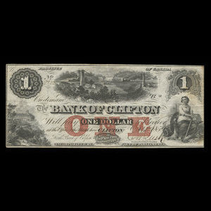 Canada, Bank of Clifton, 1 dollar : October 1, 1859