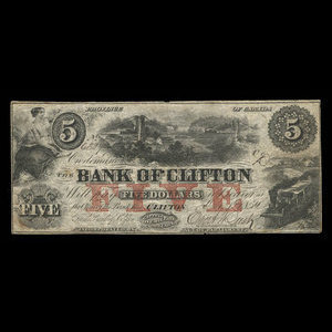 Canada, Bank of Clifton, 5 dollars : October 1, 1859