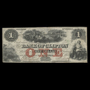 Canada, Bank of Clifton, 1 dollar : October 1, 1859