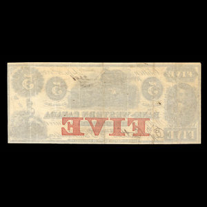 Canada, Bank of Western Canada, 5 dollars : September 20, 1859