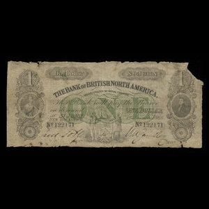 Canada, Bank of British North America, 1 dollar : December 1, 1868