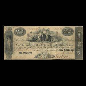 Canada, Bank of New Brunswick, 5 shillings : July 1, 1852