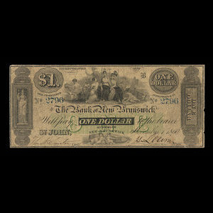 Canada, Bank of New Brunswick, 1 dollar : November 1, 1860