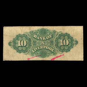 Canada, Bank of Liverpool, 10 dollars : November 1, 1871