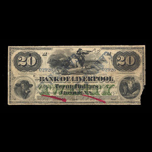 Canada, Bank of Liverpool, 20 dollars : November 1, 1871