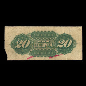 Canada, Bank of Liverpool, 20 dollars : November 1, 1871