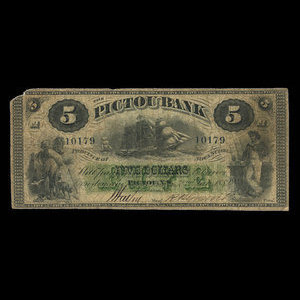 Canada, Pictou Bank, 5 dollars : January 2, 1882