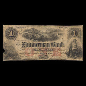 Canada, Zimmerman Bank, 1 dollar : June 7, 1856