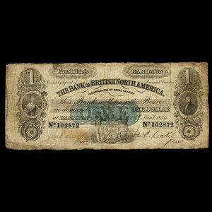 Canada, Bank of British North America, 1 dollar : January 1, 1856