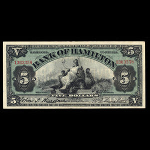 Canada, Bank of Hamilton, 5 dollars : June 1, 1914