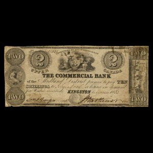 Canada, Commercial Bank of the Midland District, 2 dollars : March 1, 1833