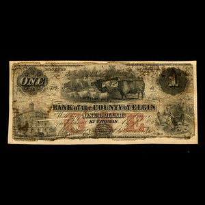 Canada, Bank of the County of Elgin, 1 dollar : August 1, 1856