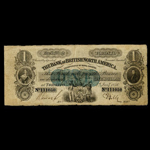 Canada, Bank of British North America, 1 dollar : January 1, 1856