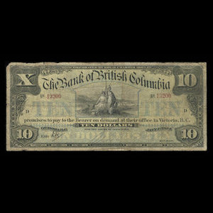 Canada, Bank of British Columbia, 10 dollars : January 1, 1894