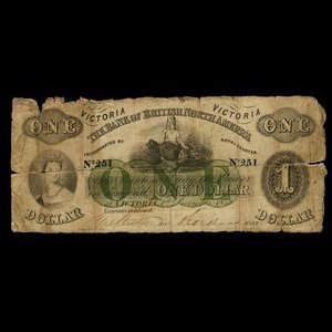 Canada, Bank of British North America, 1 dollar : December 1, 1859