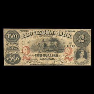 Canada, Provincial Bank of Canada (Stanstead), 2 dollars : April 1, 1856