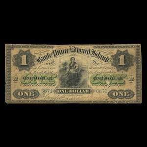 Canada, Bank of Prince Edward Island, 1 dollar : January 1, 1872