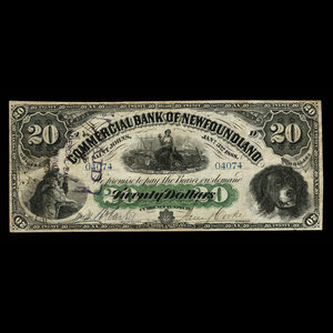 Canada, Commercial Bank of Newfoundland, 20 dollars : January 3, 1888