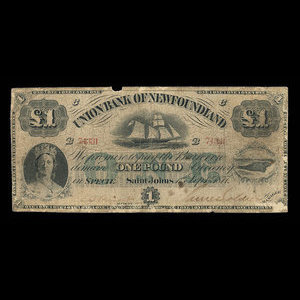 Canada, Union Bank of Newfoundland, 1 pound : September 1, 1877