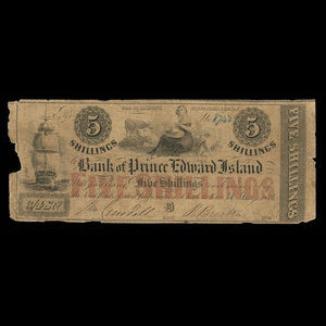 Canada, Bank of Prince Edward Island, 5 shillings : August 18, 1856