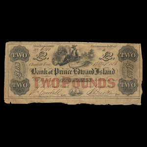 Canada, Bank of Prince Edward Island, 2 pounds : August 15, 1856