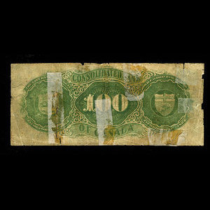 Canada, Consolidated Bank of Canada, 100 dollars : July 1, 1876