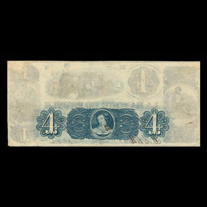 Canada, Banque du Peuple (People's Bank), 4 dollars : May 1, 1847