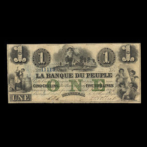 Canada, Banque du Peuple (People's Bank), 1 dollar : May 2, 1870