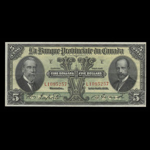 Canada, Provincial Bank of Canada, 5 dollars : August 1, 1928