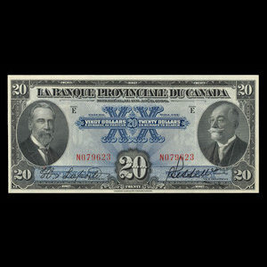 Canada, Provincial Bank of Canada, 20 dollars : August 1, 1928