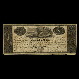 Canada, Bank of Canada, 5 dollars : June 4, 1823