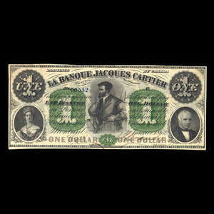 Canada, Banque Jacques-Cartier, 1 piastre : January 2, 1862