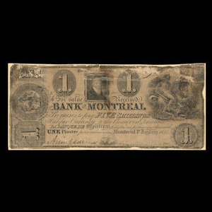 Canada, Bank of Montreal, 1 dollar : January 1, 1836