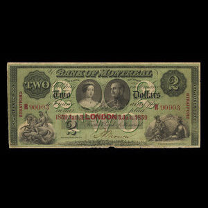 Canada, Bank of Montreal, 2 dollars : January 3, 1859